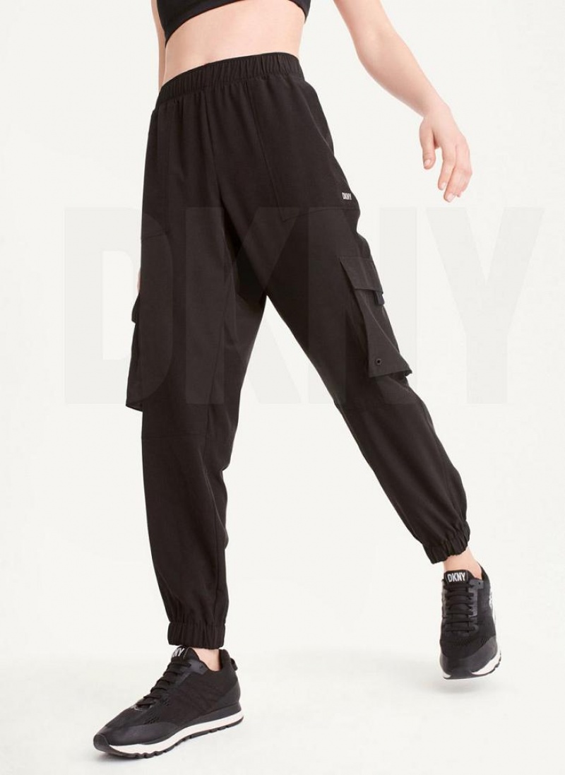 Black DKNY Cargo with Pockets Women's Joggers | USA-D1016