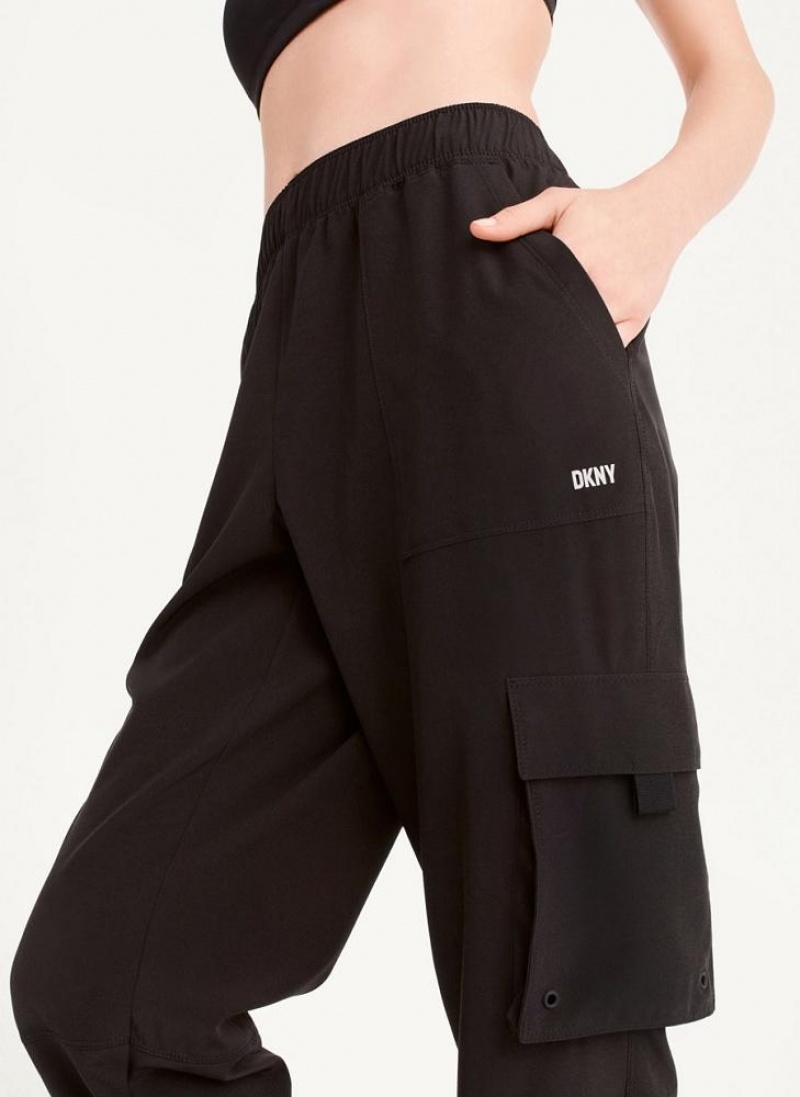 Black DKNY Cargo with Pockets Women's Joggers | USA-D1016