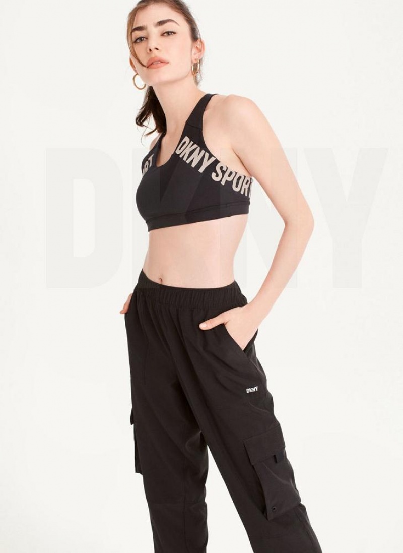 Black DKNY Cargo with Pockets Women's Joggers | USA-D1016