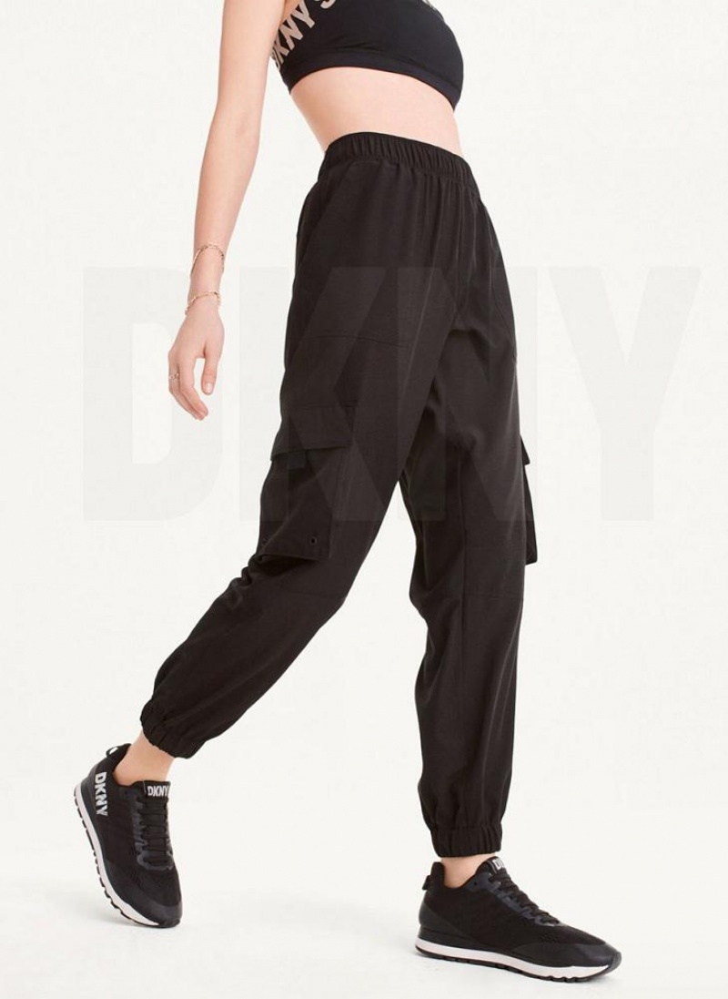 Black DKNY Cargo with Pockets Women\'s Joggers | USA-D1016
