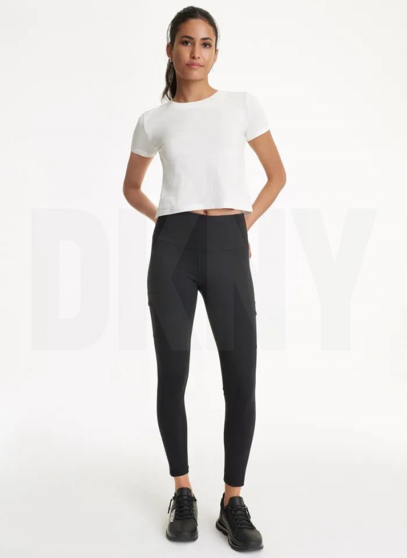 Black DKNY Cargo with Pockets Women's Leggings | USA-D0287