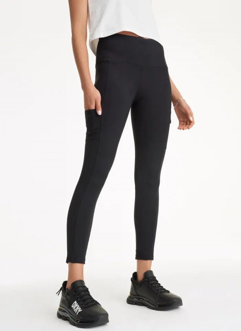Black DKNY Cargo with Pockets Women\'s Leggings | USA-D0287