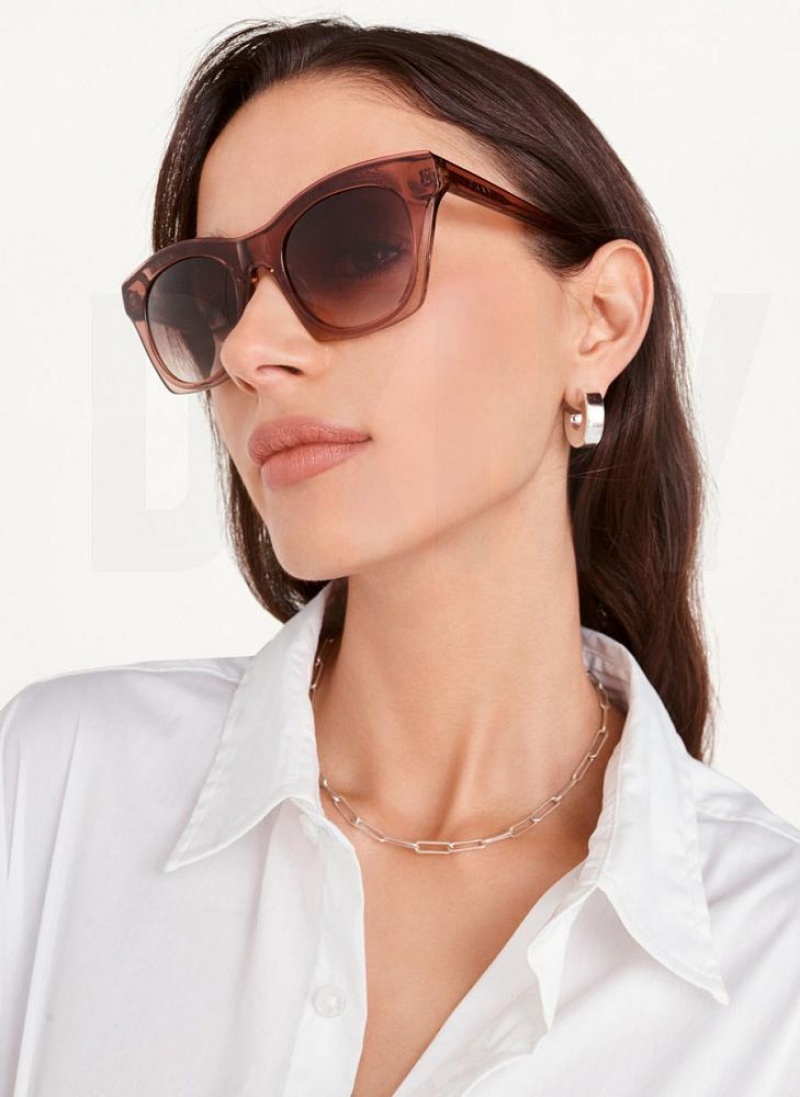 Black DKNY Cat Eye Women's Sunglasses | USA-D0920