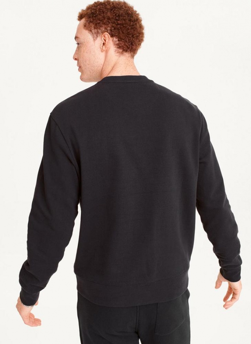 Black DKNY Chenille Logo Crewneck Men's Sweatshirts | USA-D0700