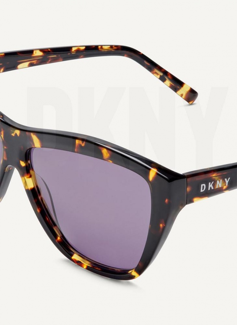 Black DKNY City Native Modern Rectangle Women's Sunglasses | USA-D1739