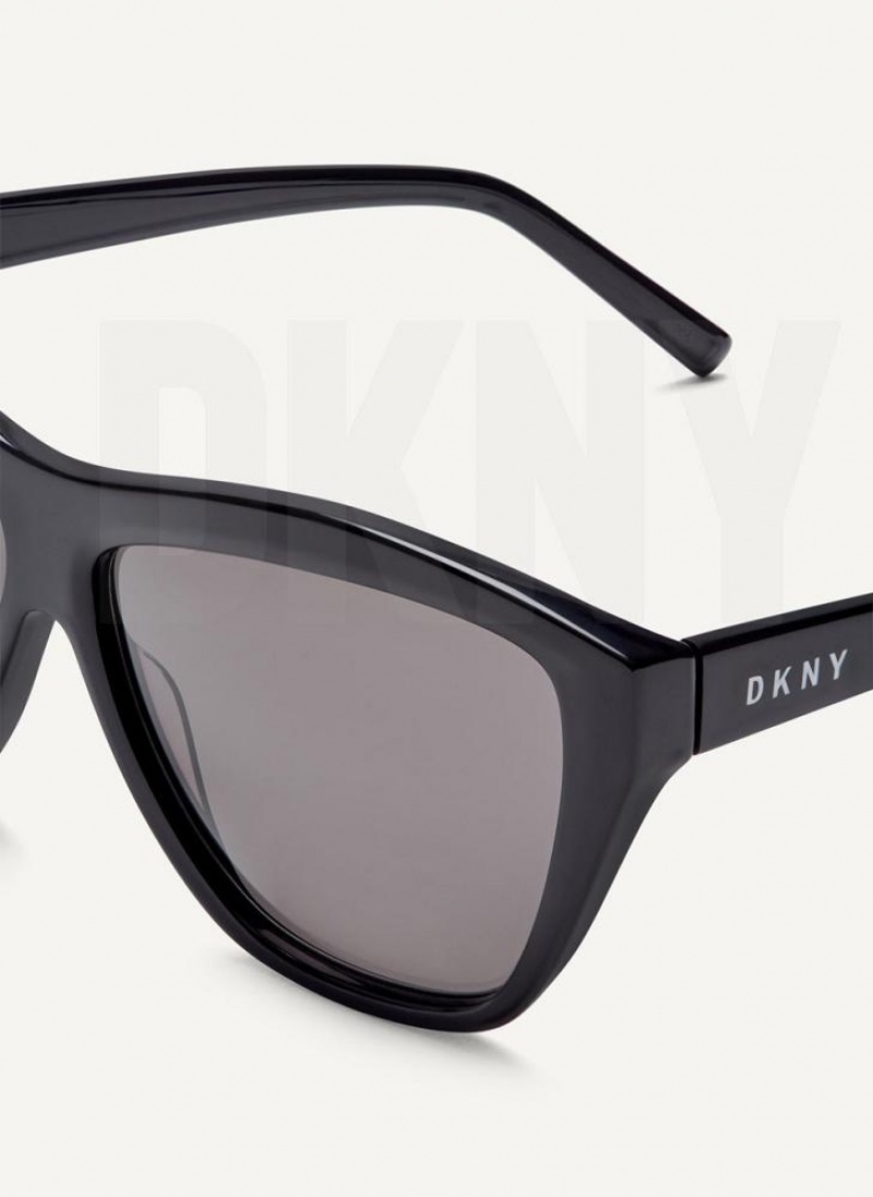 Black DKNY City Native Modern Rectangle Women's Sunglasses | USA-D0653