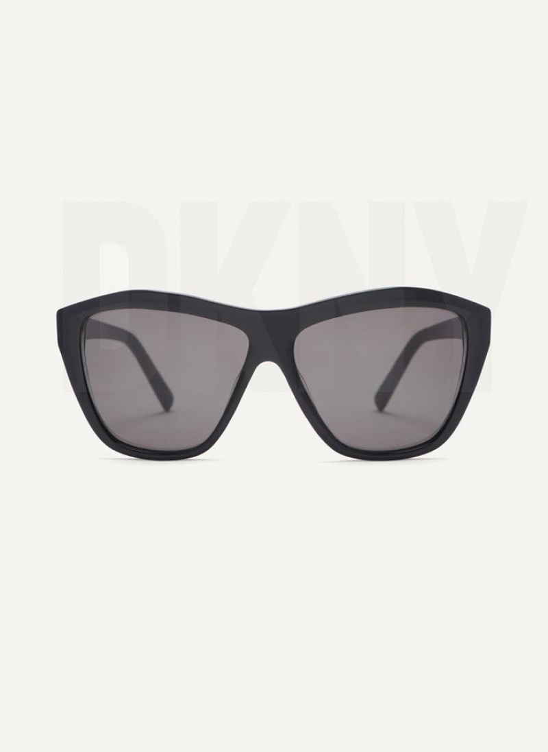 Black DKNY City Native Modern Rectangle Women\'s Sunglasses | USA-D0653