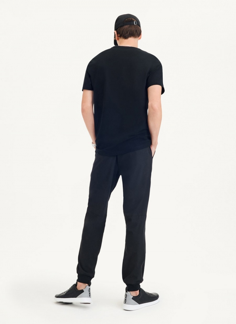 Black DKNY Clean Front Logo Men's T Shirts | USA-D1807