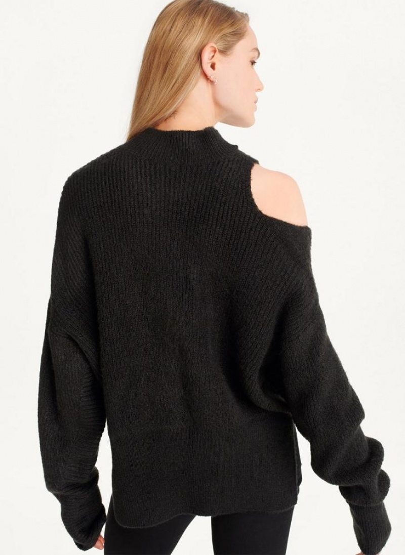 Black DKNY Cold Shoulder Women's Sweaters | USA-D1760
