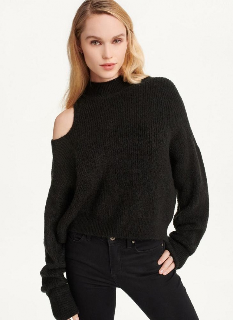 Black DKNY Cold Shoulder Women\'s Sweaters | USA-D1760