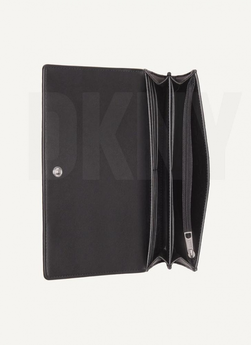Black DKNY Continental Raised Logo Bags Wallets | USA-D0144