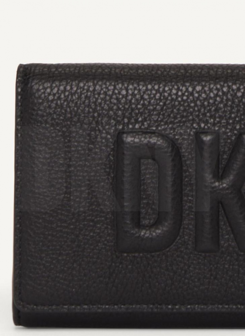 Black DKNY Continental Raised Logo Bags Wallets | USA-D0144