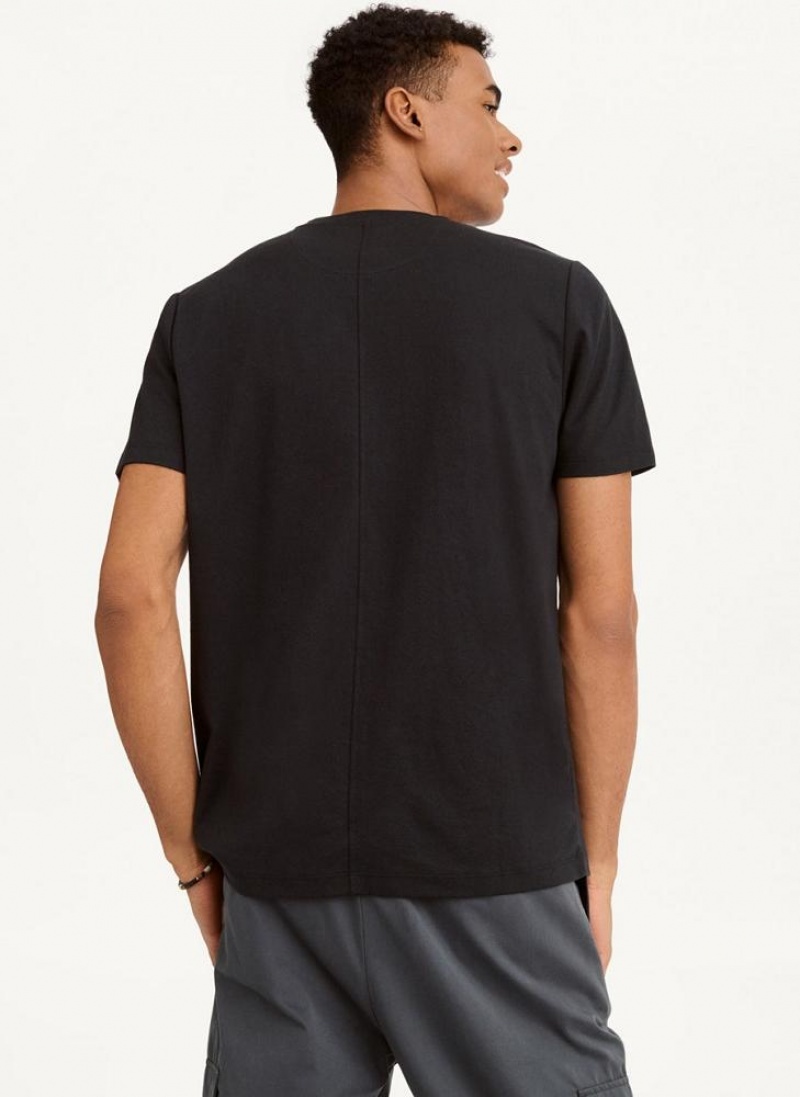 Black DKNY Cotton Poly Pique Men's T Shirts | USA-D1586