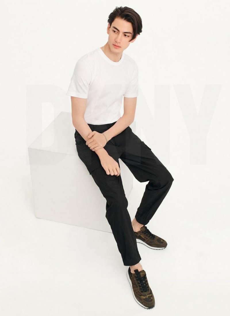 Black DKNY Cotton Poplin Washed 4 Pocket Men's Joggers | USA-D0993