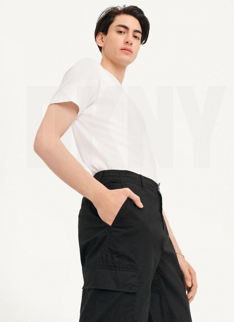 Black DKNY Cotton Poplin Washed 4 Pocket Men's Joggers | USA-D0993