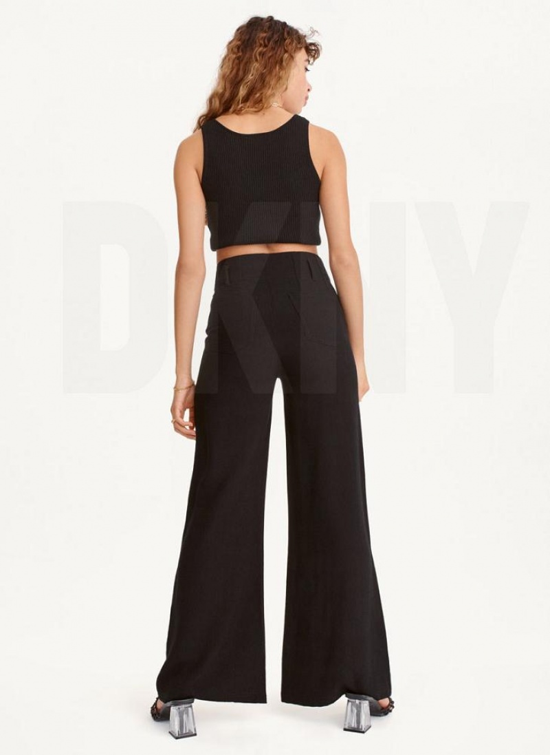 Black DKNY Crinkle Dressing Women's Pants | USA-D0816