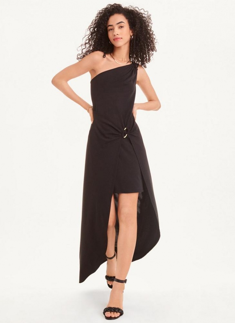Black DKNY Crisp Knit Women's Dresses | USA-D0735
