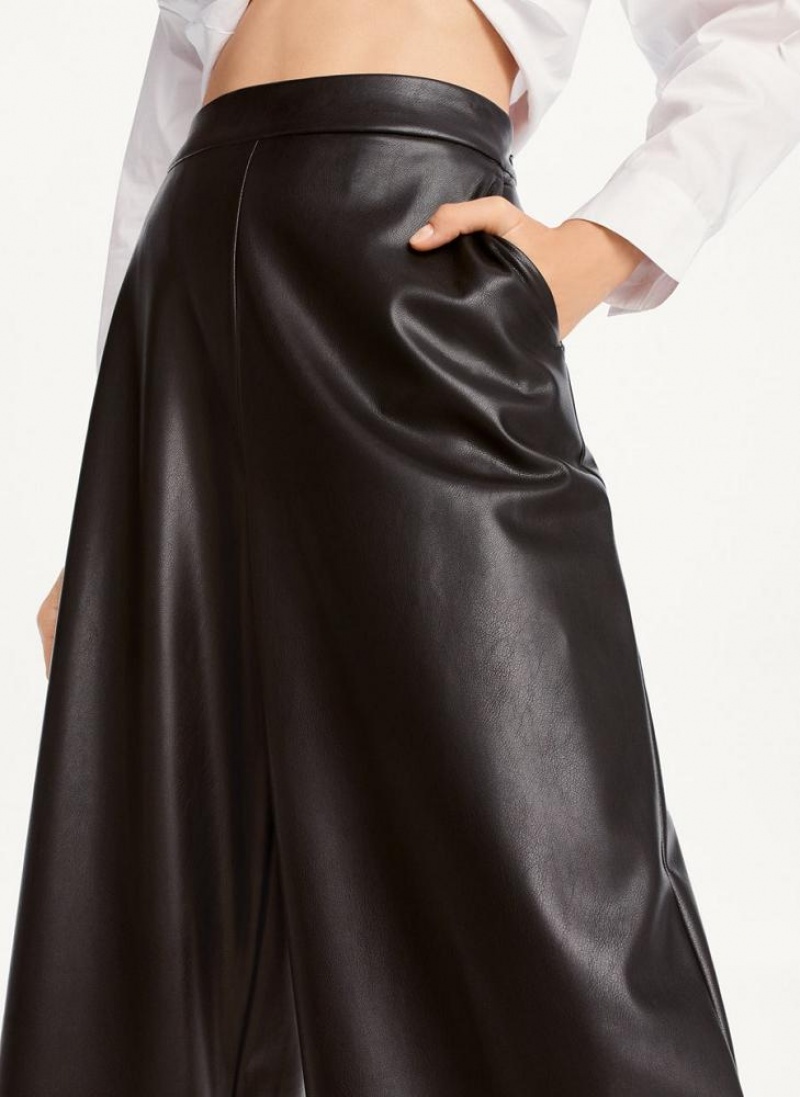 Black DKNY Crop Wide-Leg Women's Pants | USA-D1650