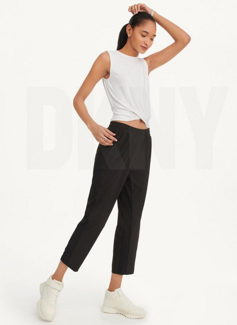 Black DKNY Cropped Cigarette Women's Pants | USA-D0511