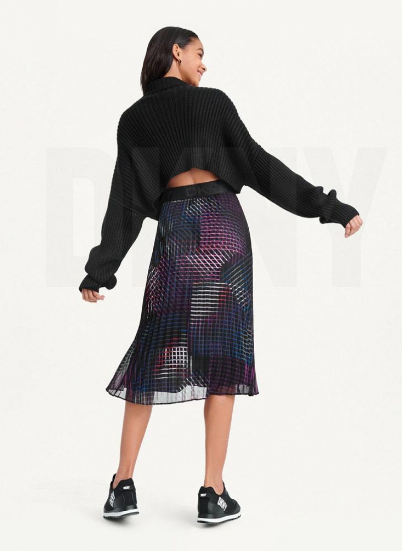 Black DKNY Cropped Turtleneck Women's Sweaters | USA-D1949
