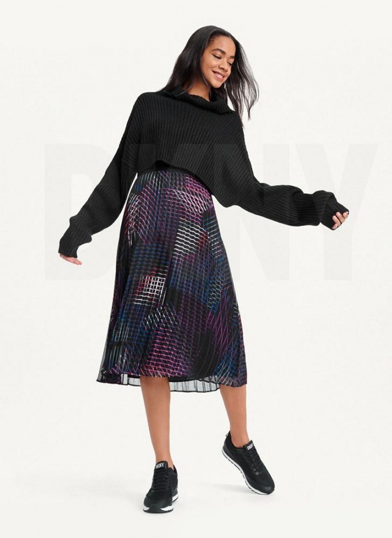 Black DKNY Cropped Turtleneck Women's Sweaters | USA-D1949