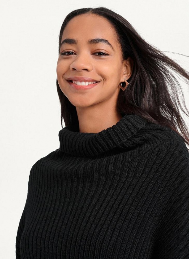 Black DKNY Cropped Turtleneck Women's Sweaters | USA-D1949