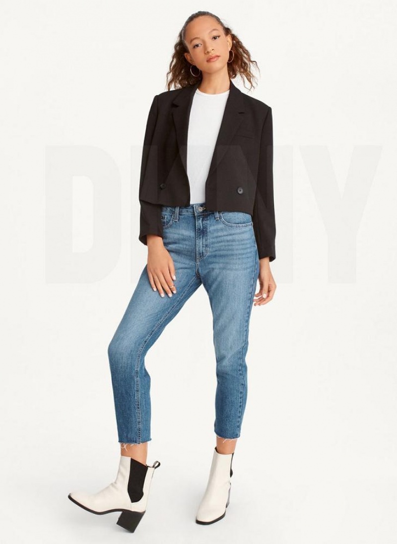 Black DKNY Cropped Women's Blazers | USA-D1140
