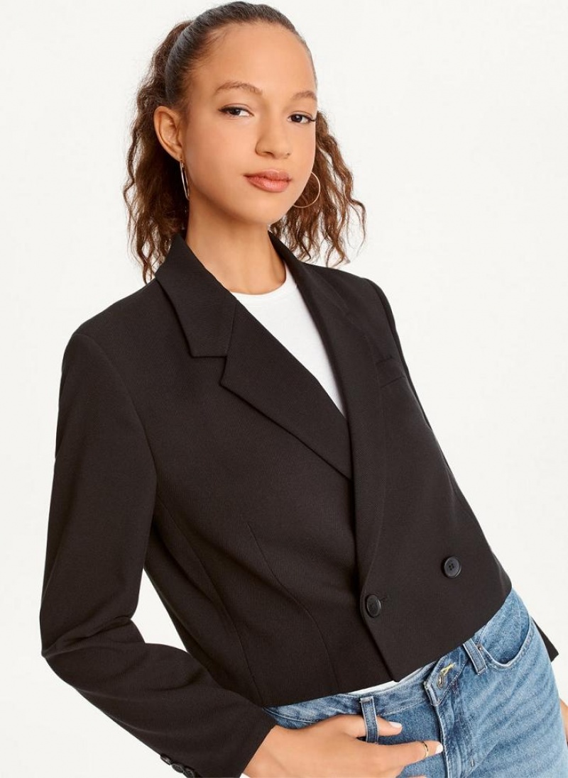Black DKNY Cropped Women's Blazers | USA-D1140