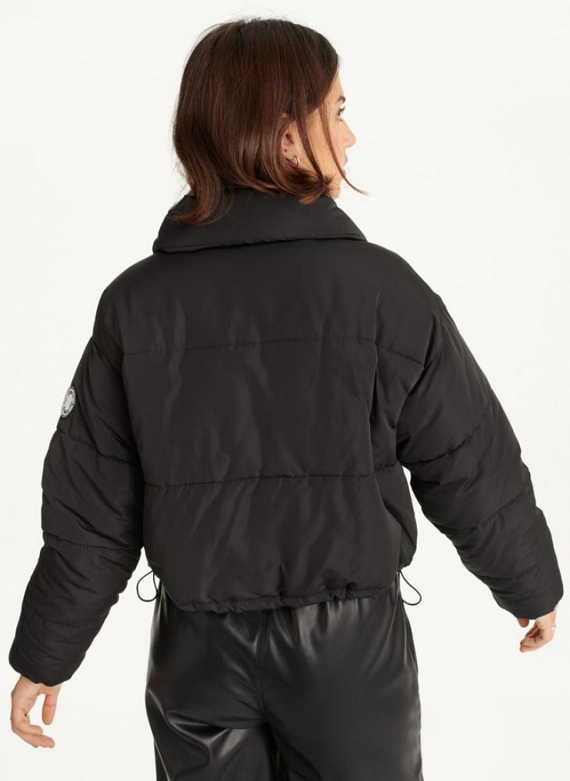 Black DKNY Cropped Women's Puffer Jacket | USA-D1251