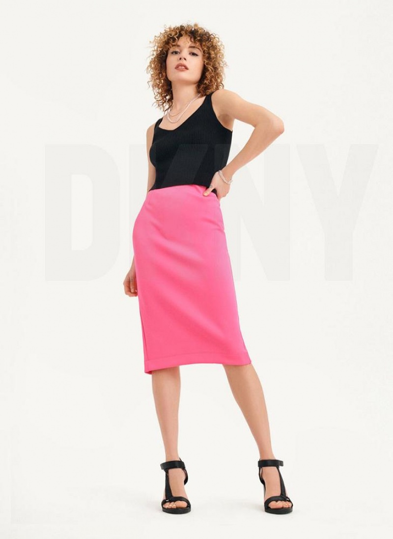Black DKNY Cropped Women's Tank Tops | USA-D0628