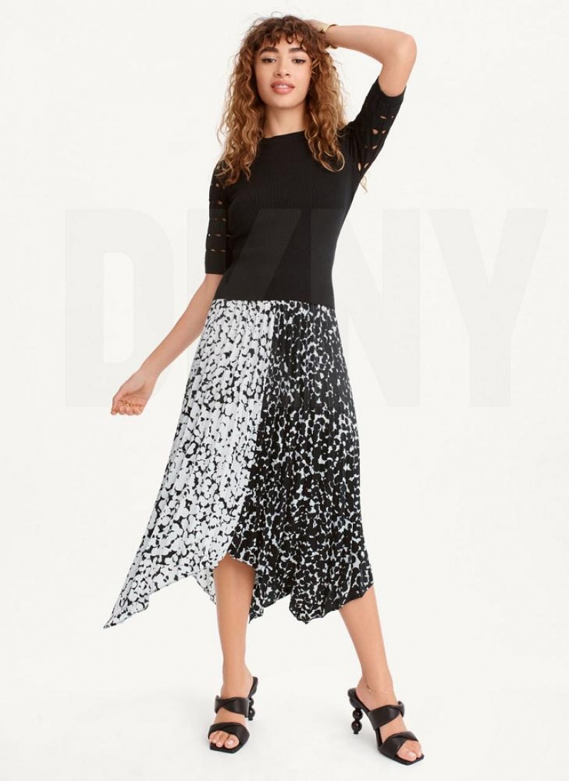 Black DKNY Cut Out Sleeve Women's Sweaters | USA-D0708