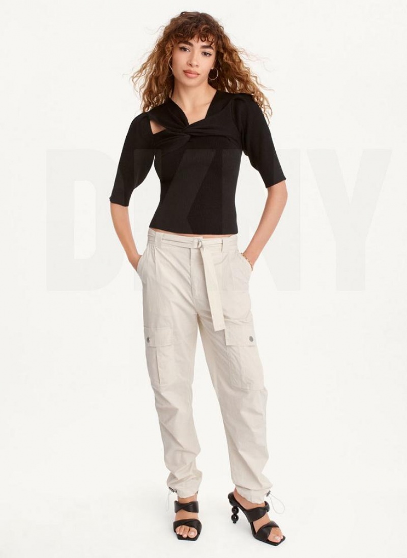 Black DKNY Cut Out Women's Sweaters | USA-D1008