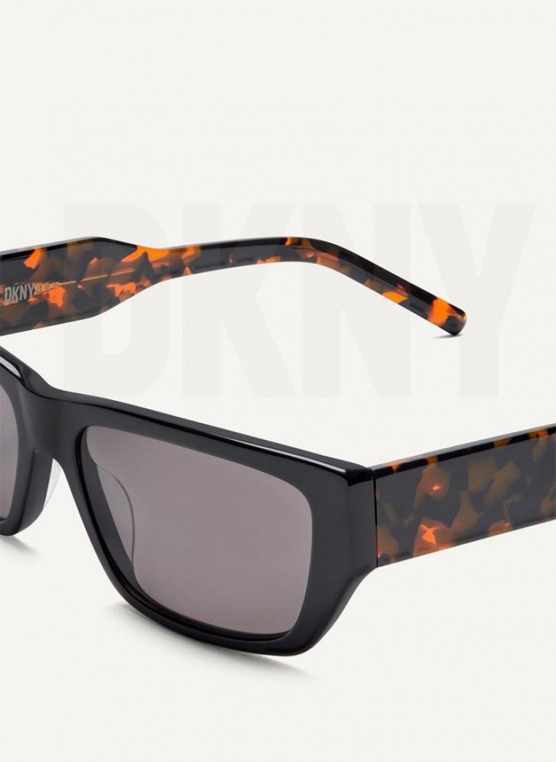 Black DKNY DKNY Pride Rectangle Women's Sunglasses | USA-D1782
