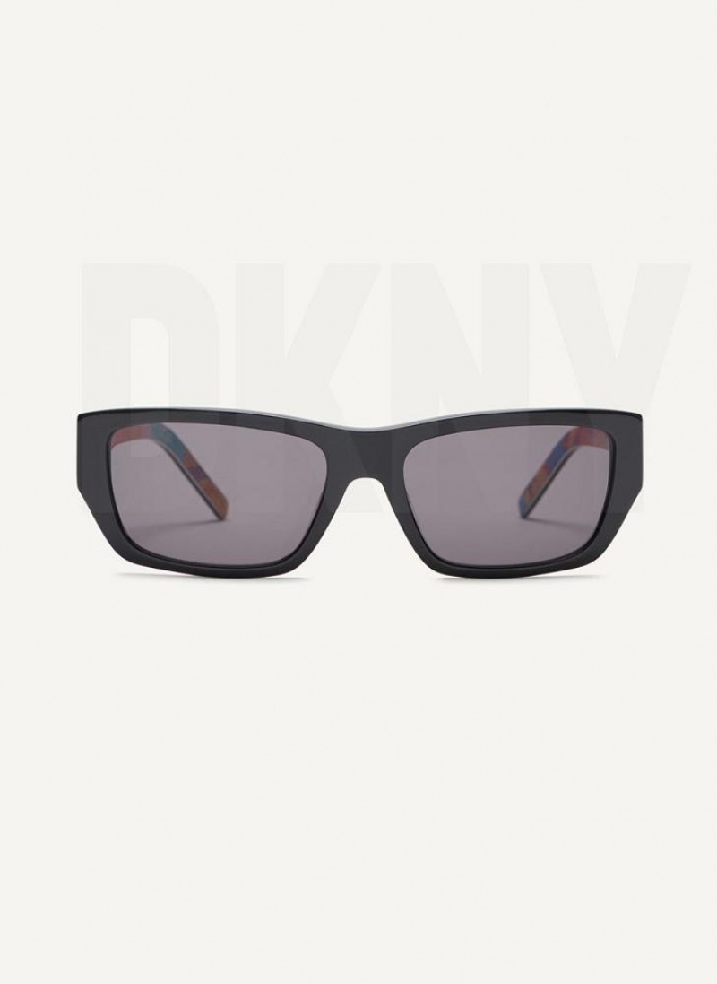 Black DKNY DKNY Pride Rectangle Women\'s Sunglasses | USA-D0470