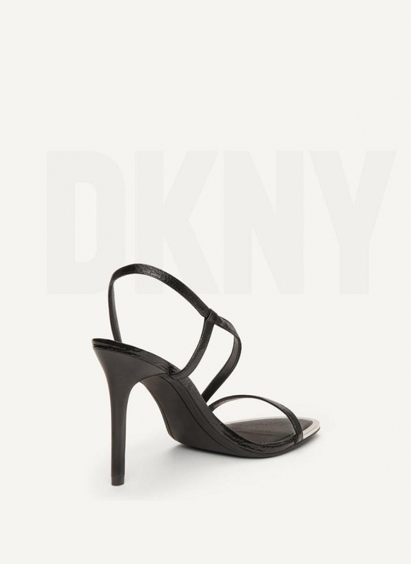 Black DKNY Danielle Strappy Shoes Heels | USA-D1171