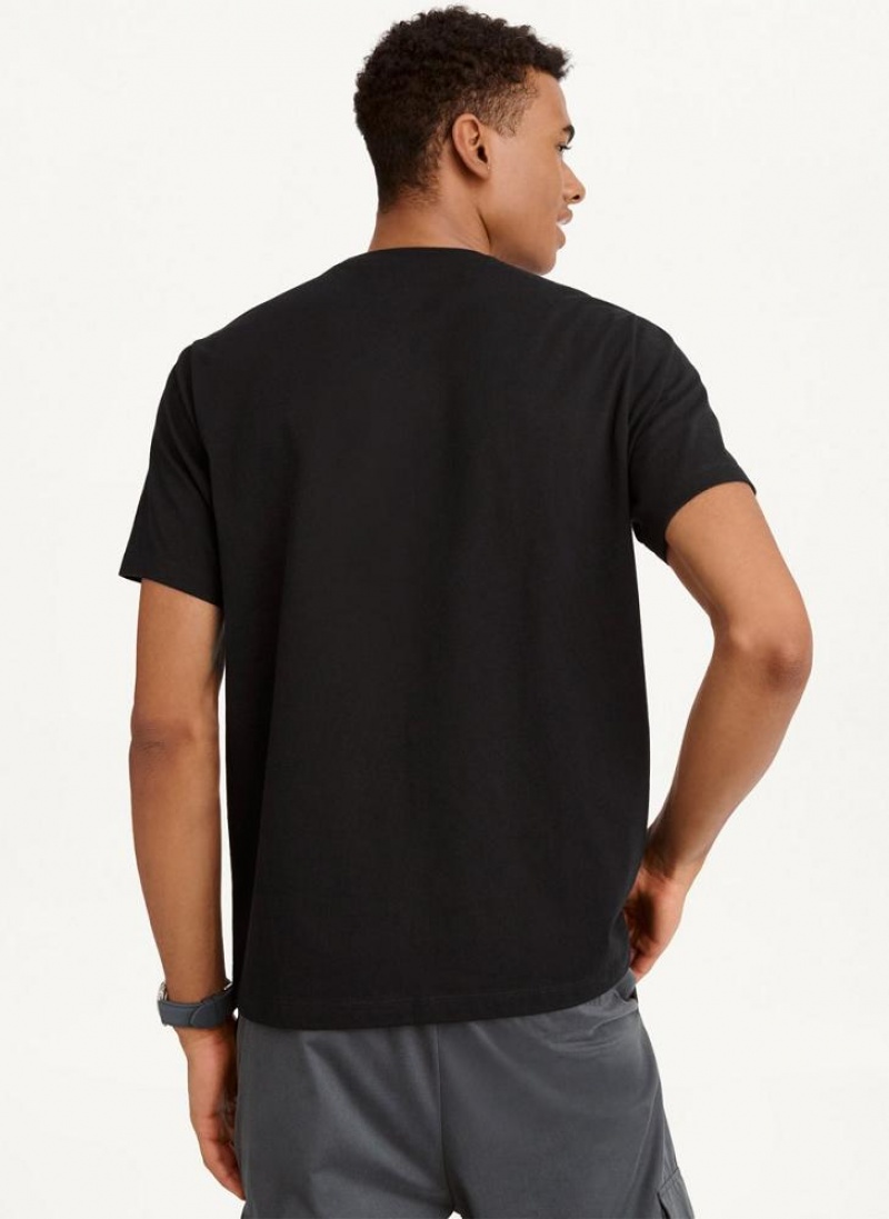 Black DKNY Debossed Logo Men's T Shirts | USA-D1770