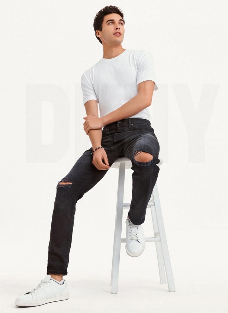 Black DKNY Destructed Denim Men's Jeans | USA-D0648