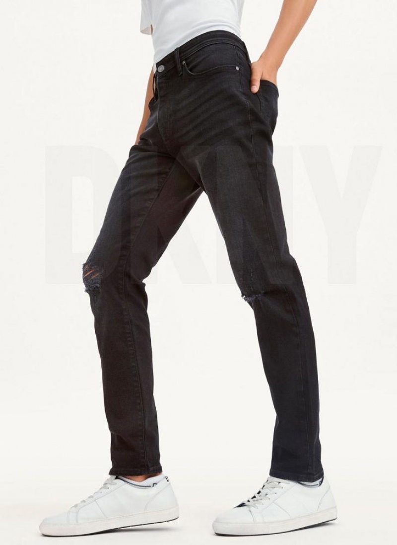 Black DKNY Destructed Denim Men's Jeans | USA-D0648
