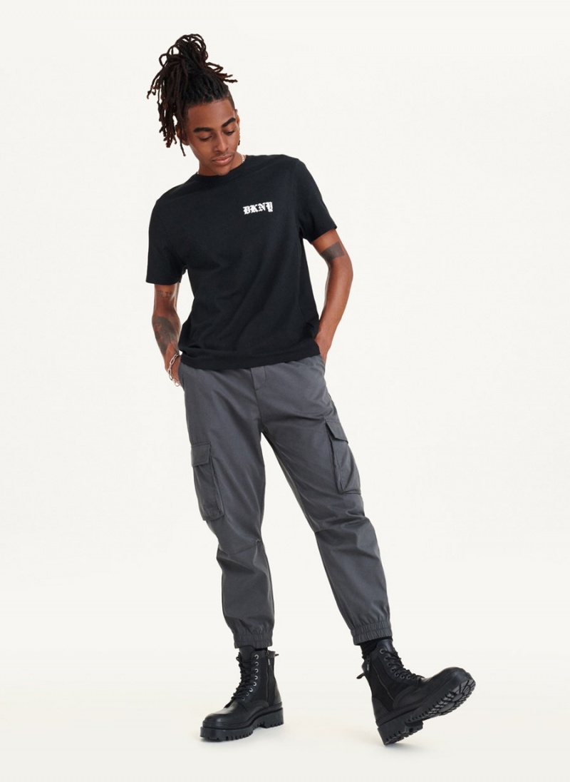 Black DKNY Don't Knock New York Men's T Shirts | USA-D0389