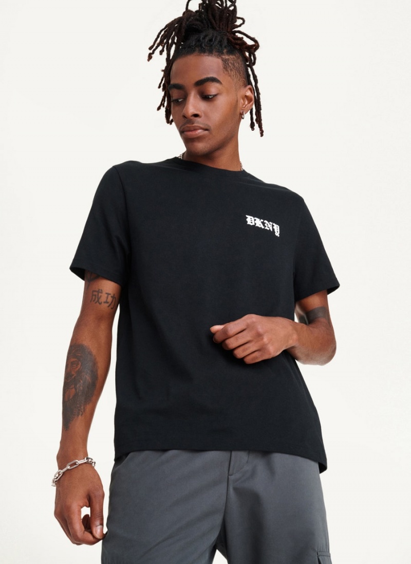 Black DKNY Don\'t Knock New York Men\'s T Shirts | USA-D0389