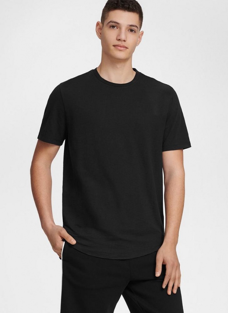 Black DKNY Essential Women's T Shirts | USA-D0963
