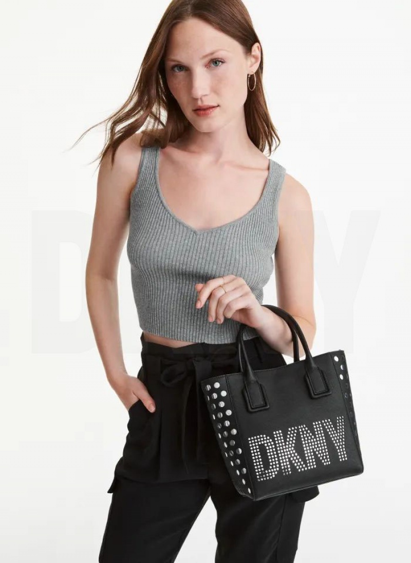 Black DKNY Essex Saffiano Small Bags Tote Bags | USA-D0641