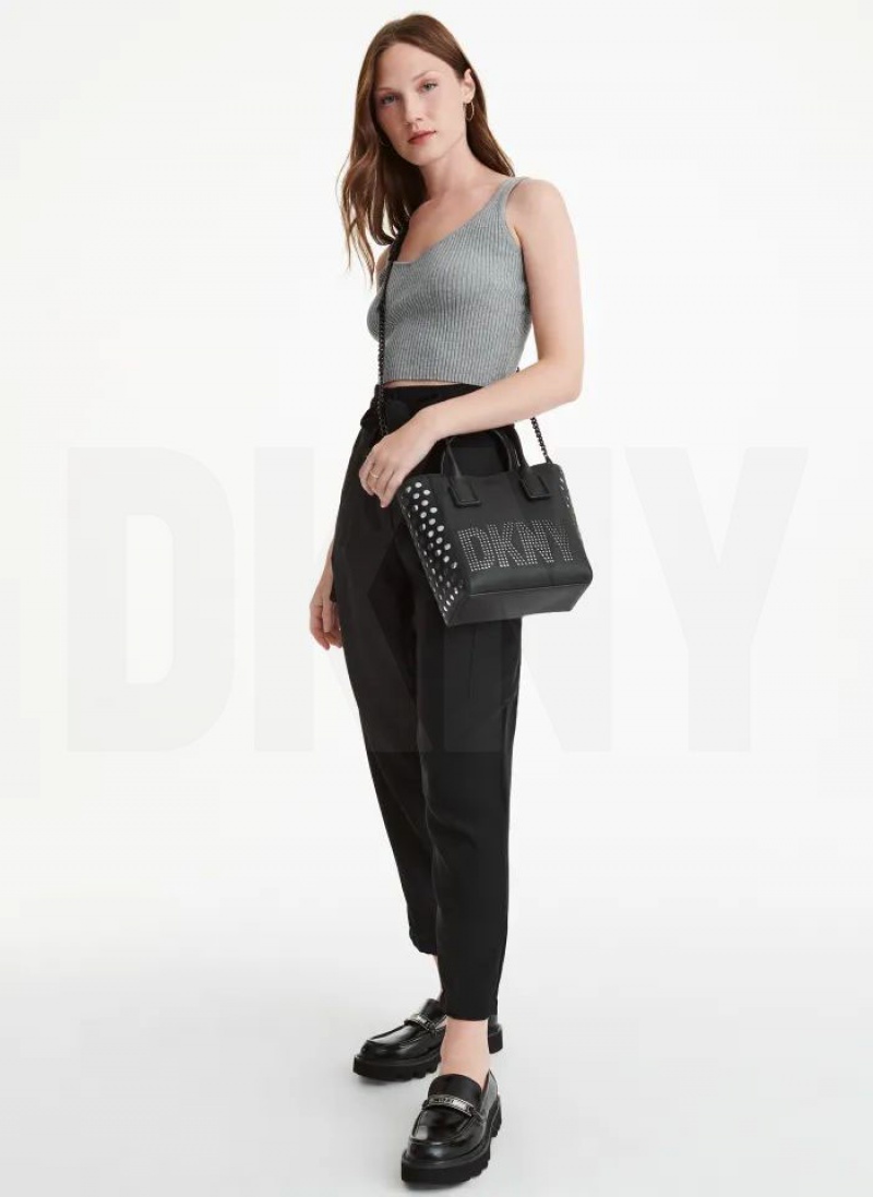 Black DKNY Essex Saffiano Small Bags Tote Bags | USA-D0641