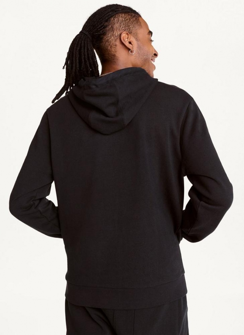 Black DKNY French Terry Men's Hoodies | USA-D0657