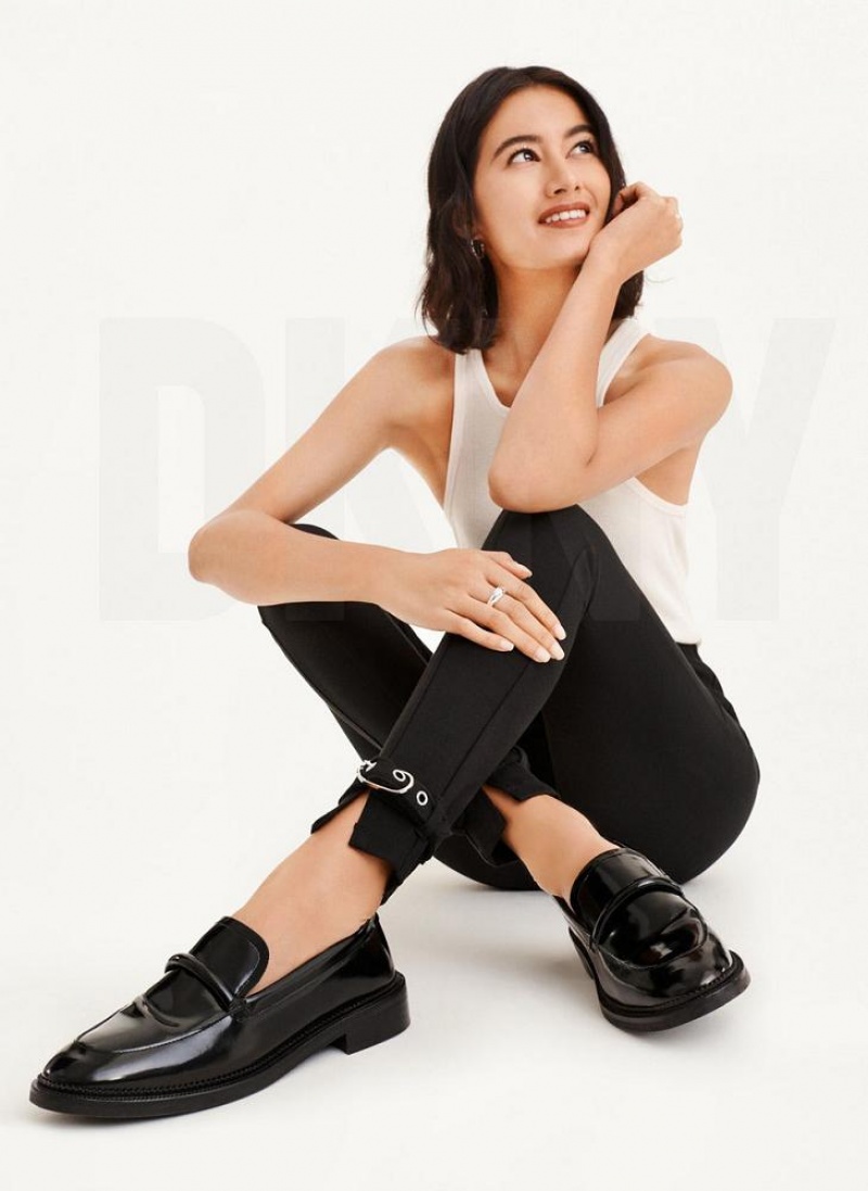 Black DKNY Front Seam With Buckled Ankle Women's Pants | USA-D0205