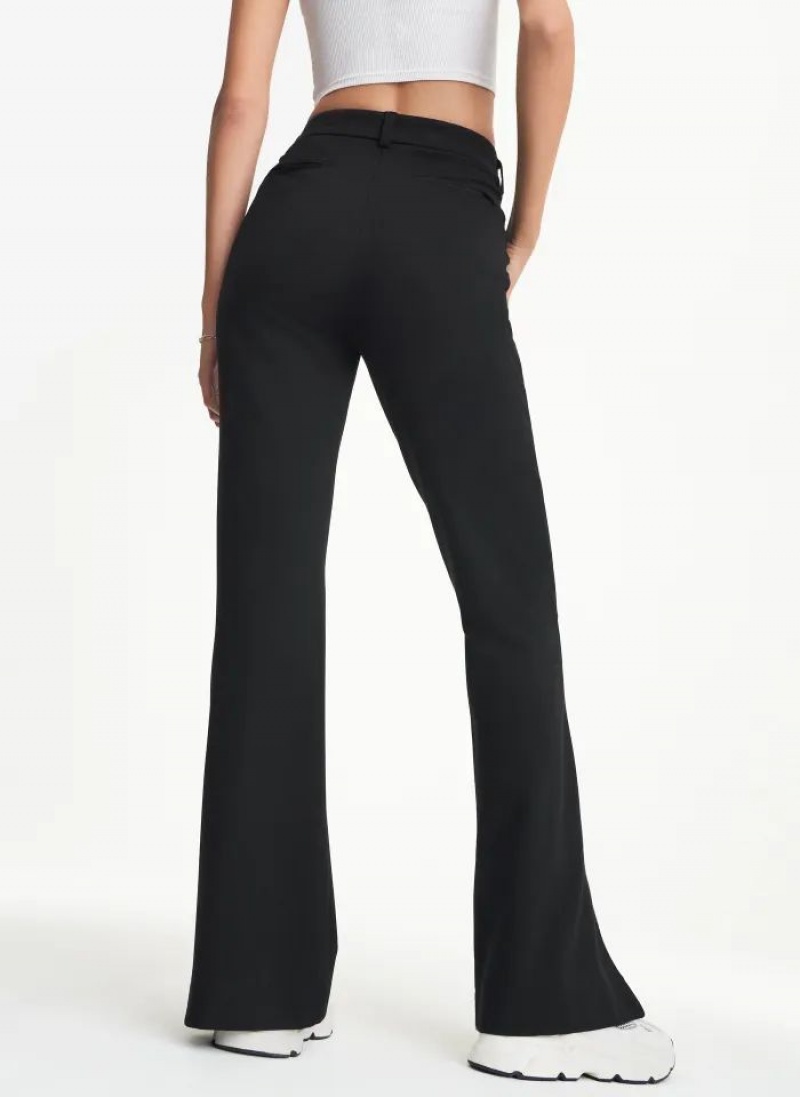 Black DKNY Front Slit Flare Leg Ponte Pant Women's Pants | USA-D1242