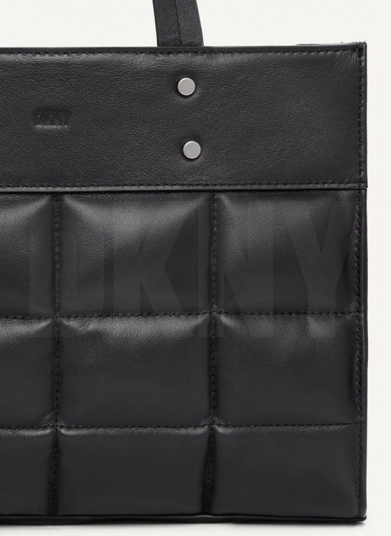 Black DKNY Globalist Small Quilted Book Bags Tote Bags | USA-D1772