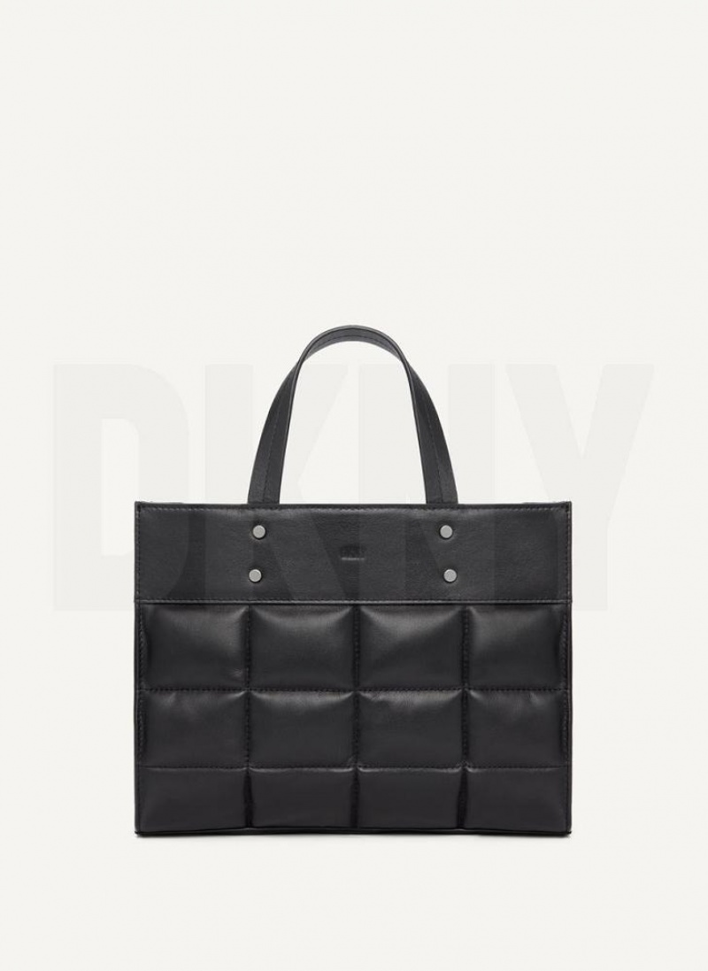 Black DKNY Globalist Small Quilted Book Tote Bags Crossbody Bags | USA-D0394