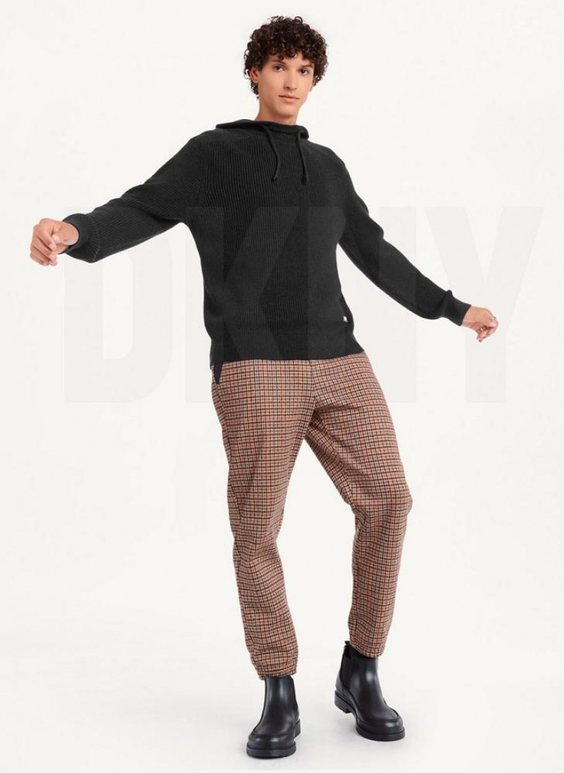 Black DKNY Half Cardigan Stitch Men's Hoodies | USA-D1479