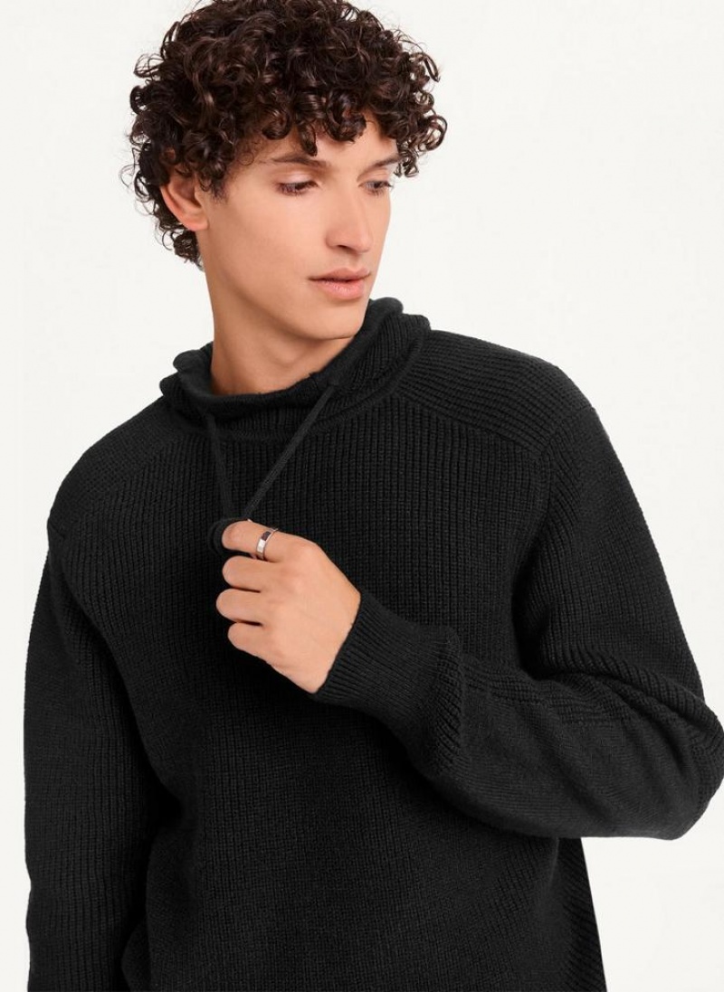 Black DKNY Half Cardigan Stitch Men's Hoodies | USA-D1479